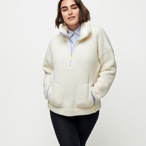 Brand new J crew Sherpa pullover fleece ivory sm